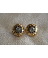 Vintage NOLAN MILLER Earrings Crystal Purple Stone Clip On Gold Tone Round - $535.26 MXN