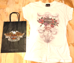 Ladies X Small Harley Davidson Motorcycles Factory Tour Tee w/ Paper Gift Bag - £13.69 GBP