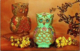 Vtg Advertising Postcard National Handcraft Institute - MCM Design Opulent Owls - £3.06 GBP