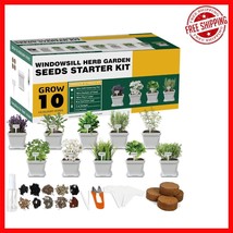 Complete Herb Gardening Set - 10 Seed Kit with Coconut Soil &amp; Self-Water... - $723.63 MXN