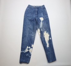 Vintage 90s Streetwear Womens 10 Thrashed Pleated Tapered Leg Denim Jeans Blue - £31.71 GBP