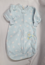 Vintage 90s Baby Carters Space Dog Blue Zip Zippered Fleece Gown Star 0-9 - £11.72 GBP