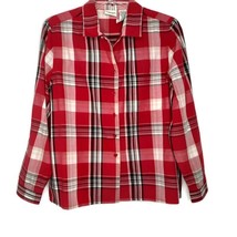 Classic Elements Womens Shirt Size PM Long Sleeve Button Up Red Plaid - £10.16 GBP