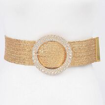 Wide Rhinestone Elastic Belt in Gold - $17.82