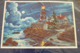 New Sealed Sunset Dimensions No Count Cross Stitch Kit Moonlit Lighthouse #13948 - $14.58