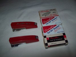 Lot of 2 Vintage Swingline Tot 50 Staplers + lots of staples - Made in USA - £15.81 GBP