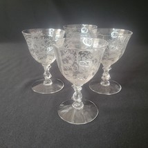 Cambridge Portia Elegant Etched Crystal 4 Oyster Fruit Cocktail Glasses 4 1/2&quot; - £57.92 GBP