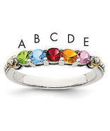 Silver Antiqued w/14k 5-stone w/Diamond Mother&#39;s Semi-Mount Ring QMR18/5 - $1,487.01 MXN+