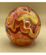 Lincoln City Glass Co 2013 4” Ball Paperweight Red Orange Yellow Oregon ... - £49.70 GBP