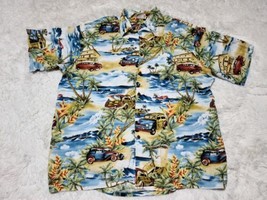 Go Barefoot Beach Cars Woodies/Canoes Beach House Hawaiian XL Shirt VTG ... - £10.90 GBP