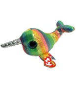 Ty Beanie Boos New Nori Rainbow Norwhal Plush Stuffed Animal Toy 8.5 in ... - £6.01 GBP