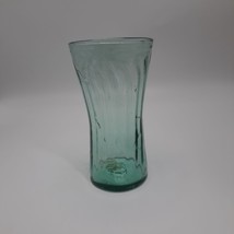 Green Ribbed Hand Blown Drinking Glass Tumbler Made in Mexico Bubbles - $14.46