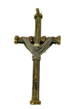 Vintage Cross Pendant Hand Made Crucifix Mixed metals Brass religious Christian - £13.44 GBP
