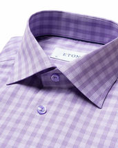 Eton Men&#39;s Contemporary-Fit Check Cotton Dress Shirt, Size 16 - £121.60 GBP