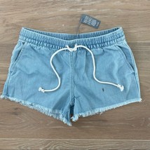 aerie Pull-On Denim Frayed Hem Shorts Light Blue Denim XS - £15.42 GBP