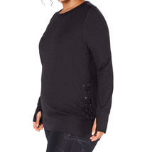 allbrand365 designer Womens Activewear Plus Size Crew Neck Lace Up Top,Noir,1X - £45.95 GBP