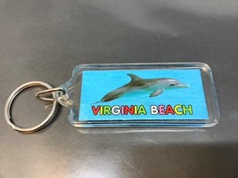 Vintage Keyring Virginia Beach Usa Keychain Ancien Swimming Dolphin Porte-Clés - £6.38 GBP