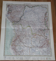 1928 Vintage Map Of Congo Kinshasa Leopoldville Angola Zambia Gabon Africa - £19.04 GBP