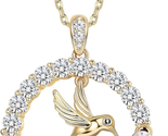 Plated Hummingbird Pendant Necklace 18K Gold for Women Circle Necklace, ... - £32.73 GBP