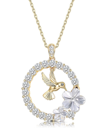 Plated Hummingbird Pendant Necklace 18K Gold for Women Circle Necklace, ... - £32.75 GBP
