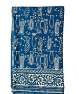 Hand Block Printed Cotton Sarong, Beach Pareo, Beach Cover-up, WOMEN FIS... - £12.15 GBP