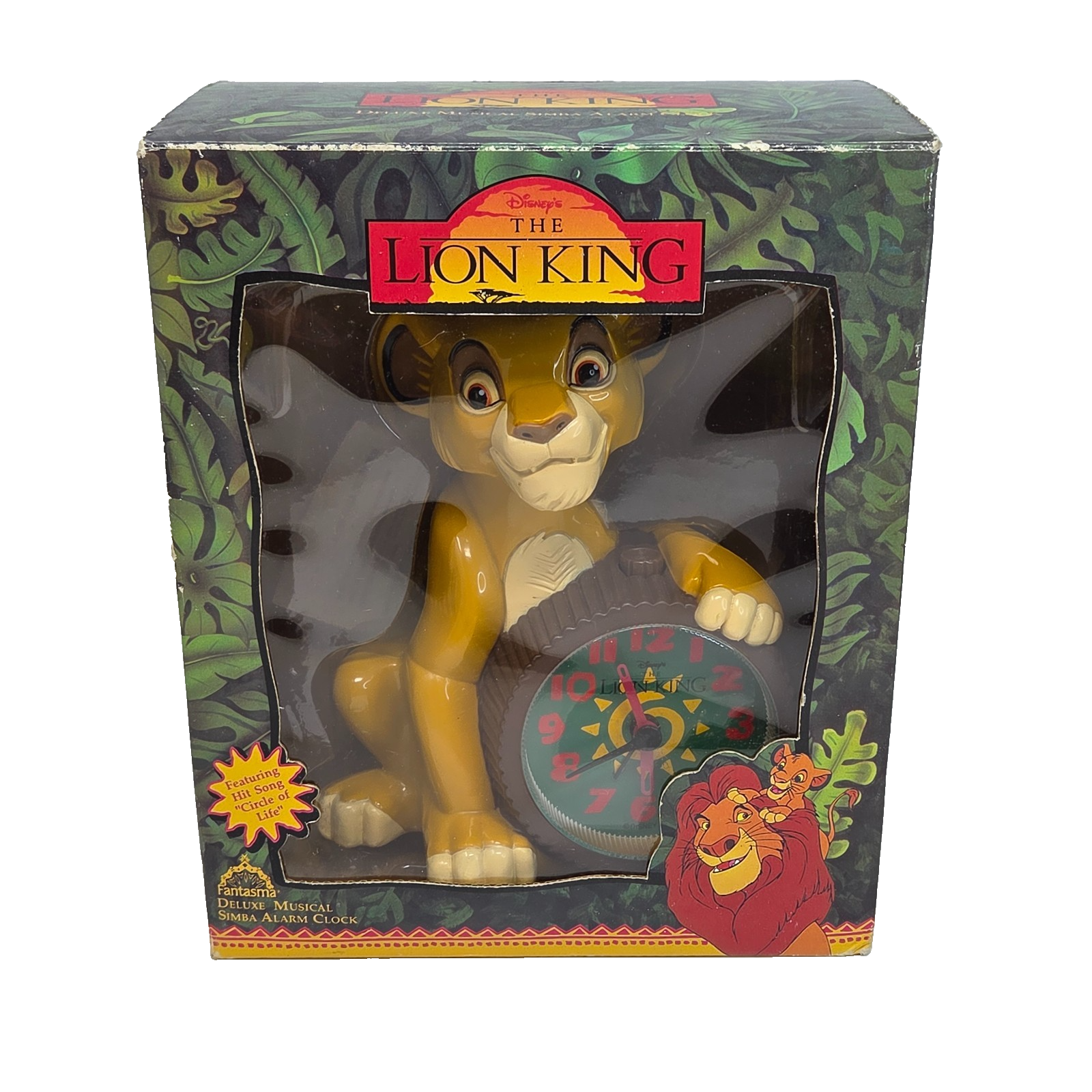 VINTAGE 1994 DISNEY THE LION KING FANTASMA MUSICAL SIMBA ALARM CLOCK IN BOX - $71.25