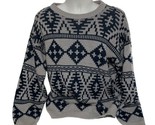 Vintage Nicole Women’s Sweater Size Medium In Geometric Pattern Black Gray - £17.46 GBP