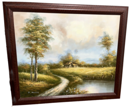 Oil Painting Landscape on Canvas Signed by J Miller Original Wood Framed... - $31.63