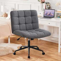 Armless Dark Grey Office Chair w/ Lumbar, Adjustable, Wheels - $148.99