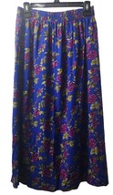 Vintage Floral Skirt Made In U.S.A  Blue/Purple/Green Measures A Medium ... - £7.33 GBP