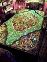 7.5&#39;x3.5&#39; Italian Marble Dining Room Table Top Mosaic Inlay Gemstone H4807 - £7,434.02 GBP