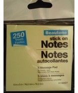 Stick On Notes 3&quot;x 3&quot; 250 Sticky Sheets 5 Pads/Pack Pastel Yellow - £2.17 GBP