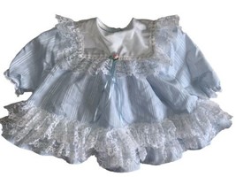 Hugs and Kisses Baby Girls Dress Blue  Size 12 month Lace Frilly Ruffles... - £19.92 GBP