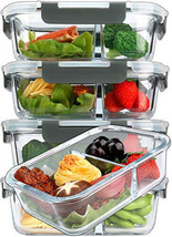 [5-Pack,36 Oz] Glass Meal Prep Containers 2 Compartments Portion Control... - £96.14 GBP