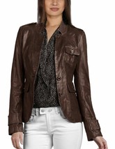 Jacket Leather Blazer Size Womens Coat Brown Biker Ladies Women Lambskin... - £78.46 GBP