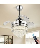 22&quot; LED Crystal Ceiling Fan with Light Bedroom Small Fandeliers Dimmable... - $1,605.74 MXN