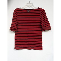 Ralph Lauren Shirt Size L 3/4 Sleeve Womens Red Black Striped - £11.72 GBP