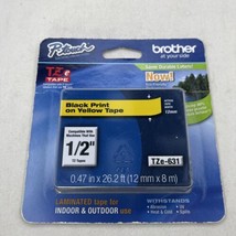 Brother P-Touch TZe-621 1/2&quot; Black on Yellow Strong Laminated Tape Genuine - $13.10