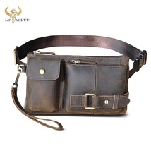 Original Leather men Casual Fashion Travel Waist Belt Bag Chest Pack Sling Bag D - £43.83 GBP