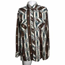 Rock &amp; Roll Denim Aztec Pearl Snap Shirt Mens XL Xlarge Brow Long Sleeve... - £18.02 GBP