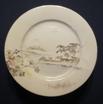 6 ANTIQUE PLATES WITH MOUNT FUJI VILLAGE  MORIAGE FOLIAGE HAND PAINTED S... - £78.56 GBP