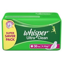 Whisper Ultra Clean -XL Wings (30 Pads) (Pack of 2) - $37.12