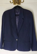 J Crew Womens Blazer Sz 10 Navy Blue Wool Single Button Career Workwear Preppy - £16.89 GBP
