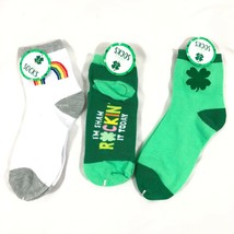 Lot of 3 Womens Ankle Socks St Patrick&#39;s Day Shamrock Rainbow Green Size... - £3.90 GBP