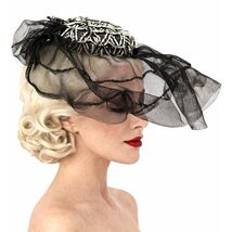 VTG 40s Calot Hat Horsehair Veil Fascinator Black White Cocktail O/S - $119.95