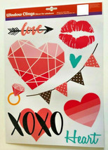Valentine&#39;s Day Window Clings Heart Lips XOX Sticks to Windows Fridge Gl... - £14.14 GBP