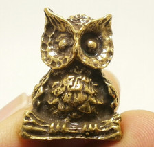 Tiny Owl Magic Bird Thai Mini Brass Amulet Rich Lucky Blessed Talisman Nice Gift - £20.30 GBP