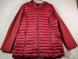 Laurier &amp; Co Coat Womens Size Large Red Polyester Long Sleeve Hooded Ful... - $36.11
