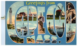 Greetings from Cape Cod Massachusetts Large Letter Vintage Postcard 1943 - £11.59 GBP