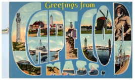 Greetings from Cape Cod Massachusetts Large Letter Vintage Postcard 1943 - £11.12 GBP